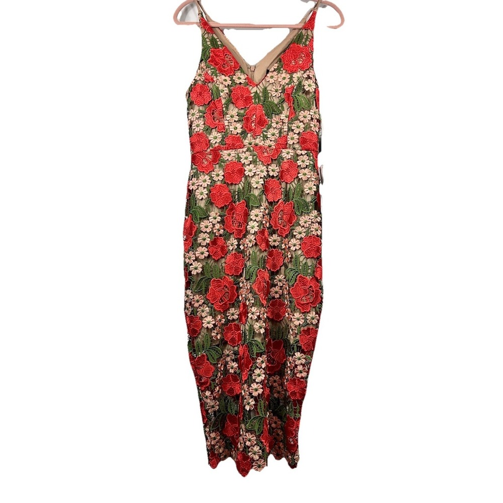 NWT Xscape Floral Embroidered Lace Midi Dress  4 Wedding Guest Garden‎ Party